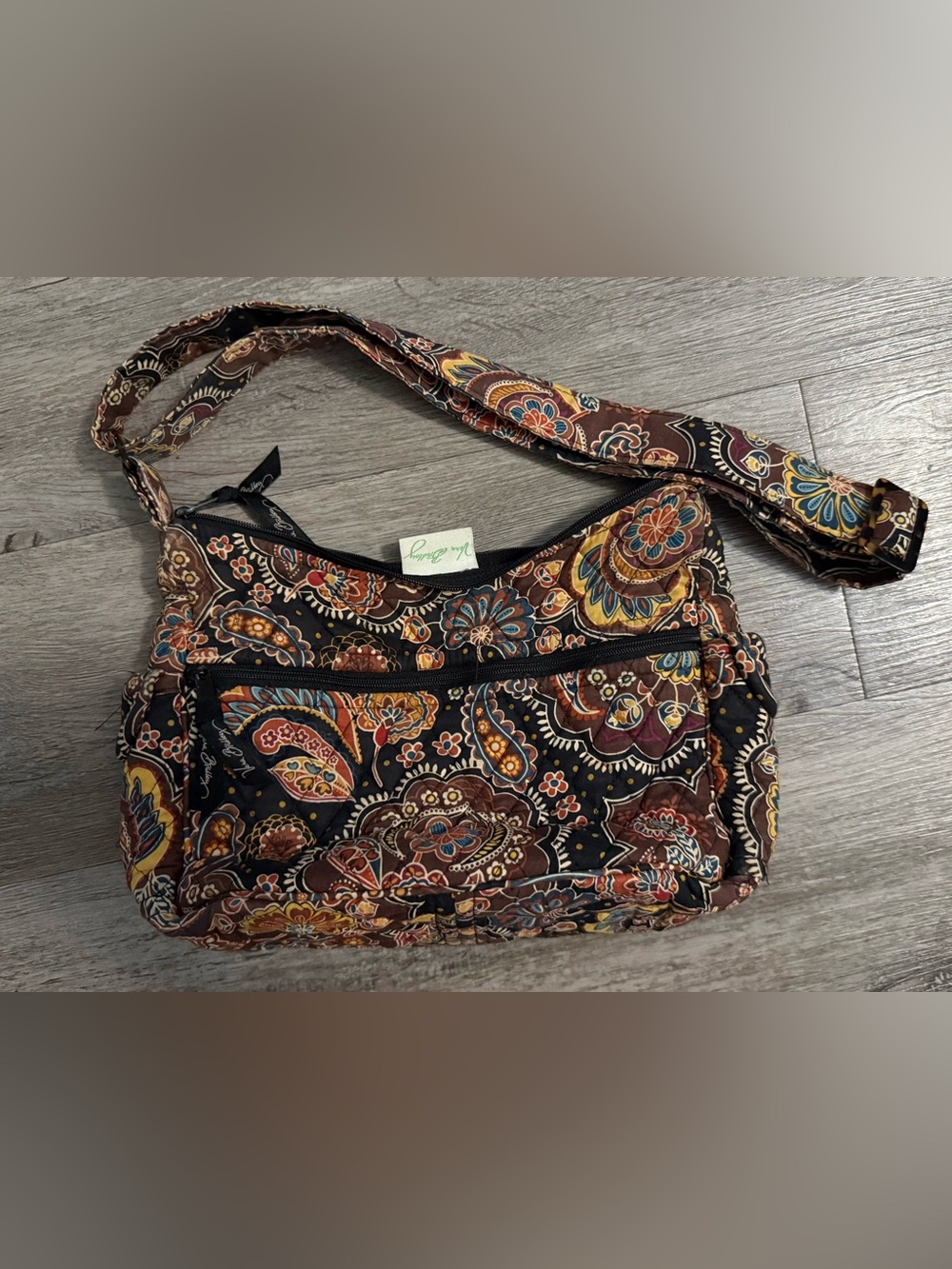 Vera Bradley Quilted Paisley Shoulder Bag in Brown, Black, Teal, Gold